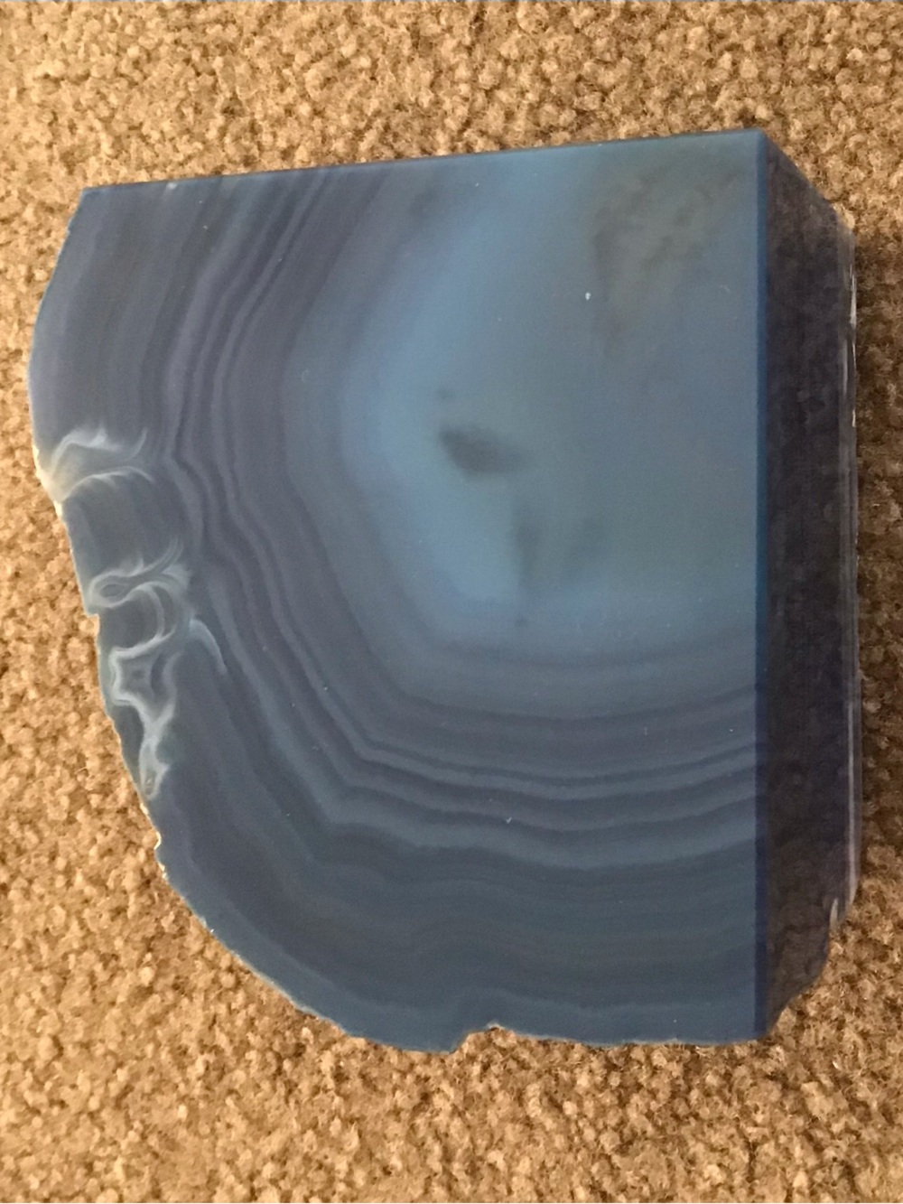 Large Blue Banded Agate - Mineral Specimen Display Polished w/ Cut Base